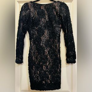 ❤️Dress the population black lace with black sequins and nude shell. Size small